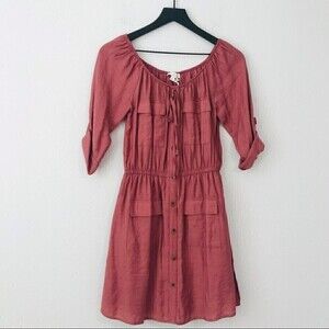 New! Blu Pepper Utility Cargo Buttoned Down Shirt Dress